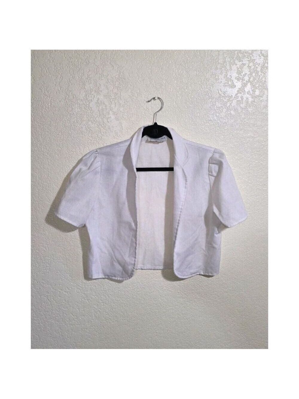 Cinnamon Stick California Vintage Women's White Crop Blazer Linen Blend Size 10